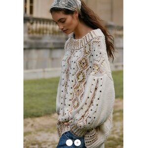 NWOT Free People Gilded Cable Embellished Sweater
